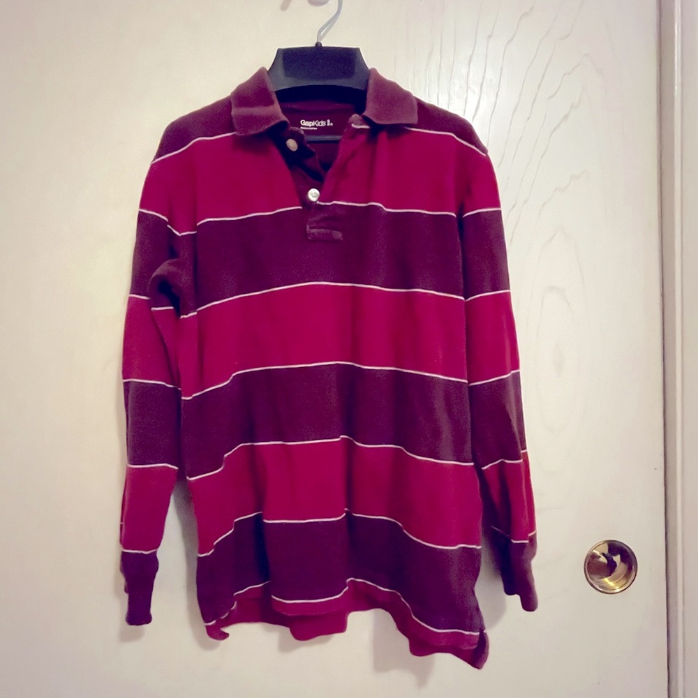 Gap Kids long stripe sleeve T, size 6-7